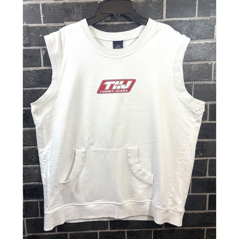 Vintage 90's Tommy Jeans 485 Pullover Vest Size Large Mesh Kangaroo Pouch